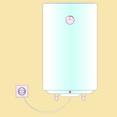 a boiler hanging on a wall is included in the electric plug vector