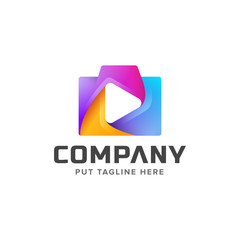 Obraz premium Media player logo template for company