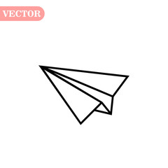 black linear paper plane icon on a white background. eps10