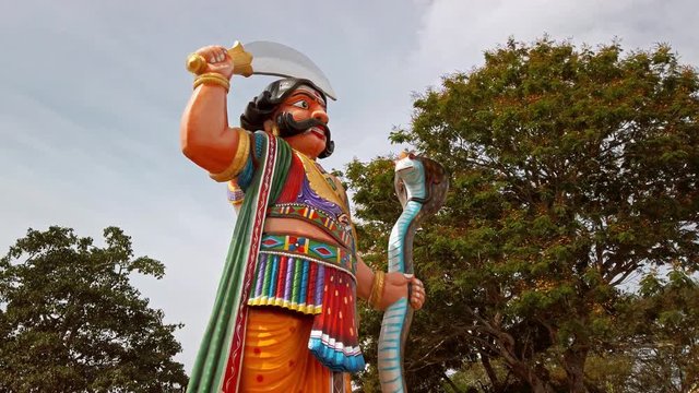 View of Mahishasura Statue, located on Chamundi Hills near Mysore.