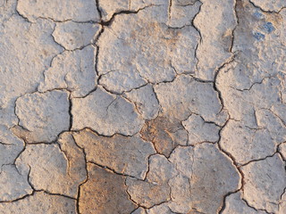Dry cracked soil ground texture in fields 