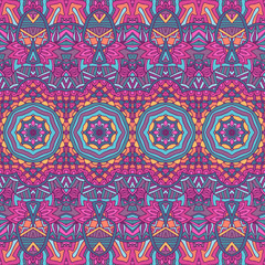 Abstract festive colorful floral vector ethnic tribal pattern