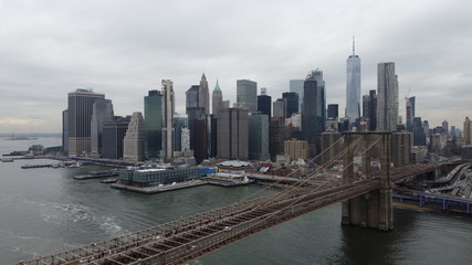 NYC  city skyline and Brooklyn bridge