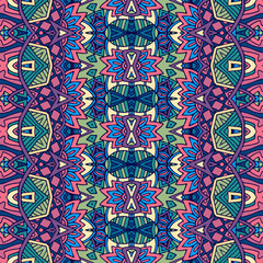 Abstract festive colorful floral vector ethnic tribal pattern