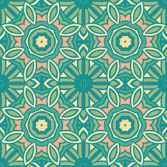 Tiled ethnic boho pattern for fabric. Abstract geometric mosaic vintage seamless pattern ornamental.