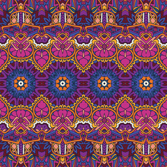 Vector seamless pattern ethnic tribal geometric psychedelic colorful print