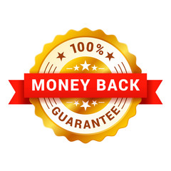 Money back badge, customer satisfaction guarantee emblem