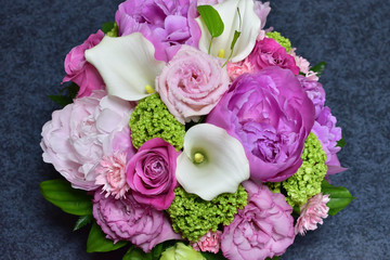 Image of Peony and rose flower arrangement