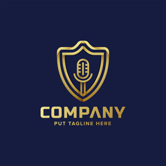 podcast radio microphone logo template for company
