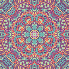 Abstract festive colorful mandala vector ethnic tribal pattern