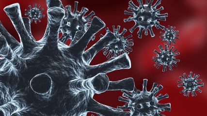 Several viruses floating on blood