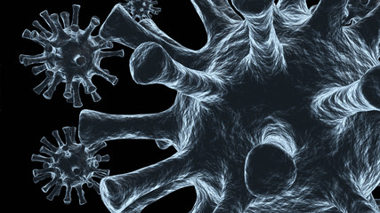 Virus cells on a black background