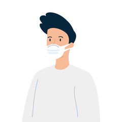 man using protective surgical mask for covid 19 prevention vector illustration design