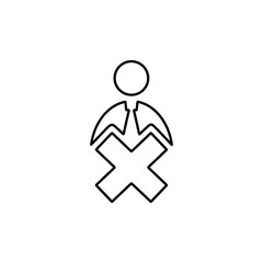 Illustration of employee kicked out of company. Boss firing worker sign. Layoff symbol for modern business concept and web, mobile design.
