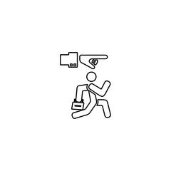 Illustration of employee kicked out of company. Boss firing worker sign. Layoff symbol for modern business concept and web, mobile design.