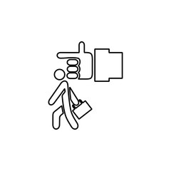 Illustration of employee kicked out of company. Boss firing worker sign. Layoff symbol for modern business concept and web, mobile design.
