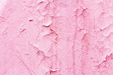 The rich pink paint on the rough concrete wall was peeling with age.