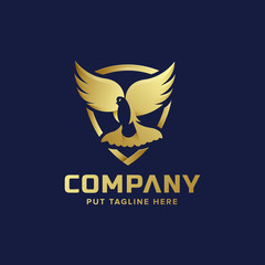 Premium luxury bird flying logo template