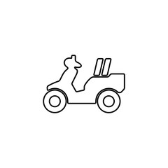 Scooter delivery icon. Cargo package shipment sign.