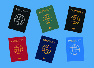 Vector of assorted passports from around the world