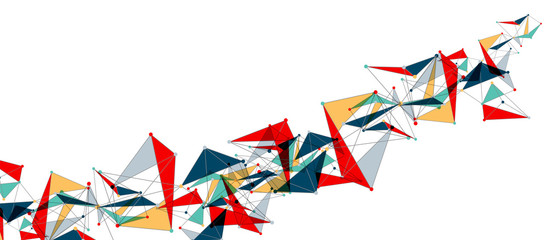 Line points connections, triangular technology design. Abstract geometric background