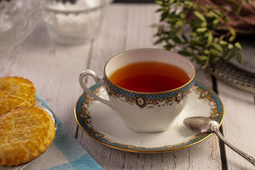 Cup of tea with biscuits