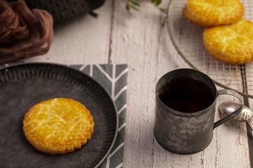 Cup of tea with biscuits