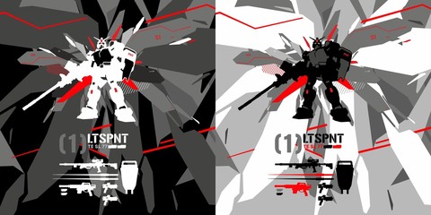 Abstract Illustration Vector Japanese Robot Gundam Custom Art
