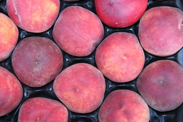 red peaches fruit close view 