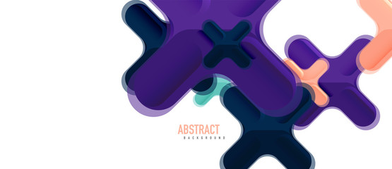 Glossy multicolored plastic style cross composition, x shape design, techno geometric modern abstract background. Trendy abstract layout template