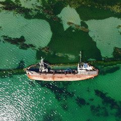 Ship stranded after a storm, Odessa, Ukraine