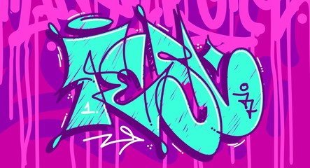 Abstract Word Tesl Graffiti Style Font Lettering Vector Illustration