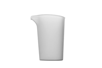 New iron water container isolated on a white background close-up on the side looks to the left