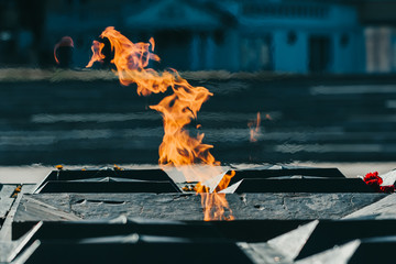 Eternal Flame. Symbol of victory in World War and Tomb of Unknown Soldier. Memorial to immortal...