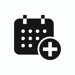 Obraz premium Сalendar with plus line vector minimalistic icon. Date symbol. Appointment day icon for web design. Modern flat organizer icon for app design. Business meeting sign minimal flat linear icons