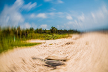 Spin around camera effect photography art technique, beach