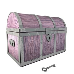 Old wooden trunk isolated over white