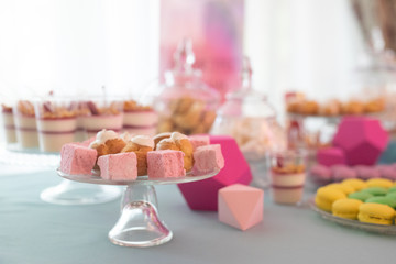 candies and cakes are in candy bar