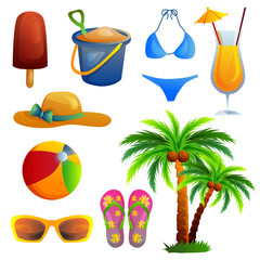 summer icon beach item set