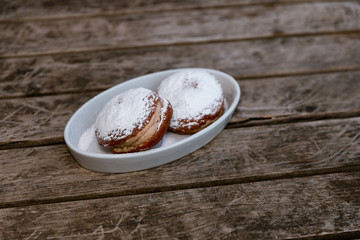 Close up of sugary donuts