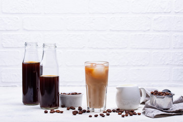 Cold brew coffee with ice and milk