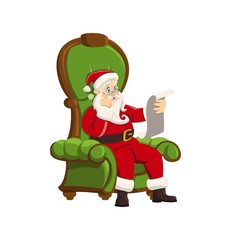 Happy Santa Claus sitting armchair white vector