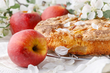 Tasty homemade apple pie on table