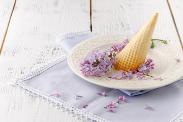 romantic bouquet of fresh spring lilacs