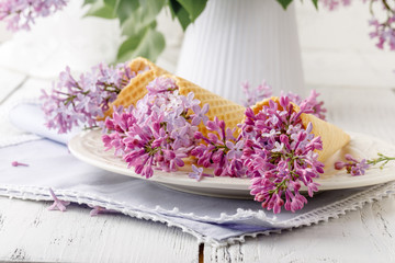romantic bouquet of fresh spring lilacs