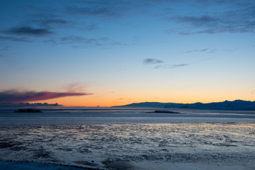 Sunset in Hornafjordur in south Iceland