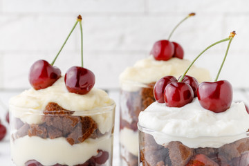 Trifle English cuisine dessert made with cherry fruit