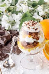 Trifle with fresh orange for breakfast