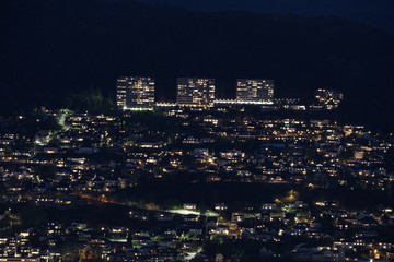 Obraz premium Drammen city in Norway night view. Photo from the popular view point.