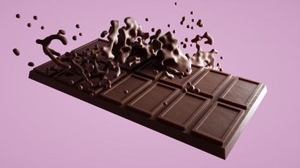 3D render. Background blank - chocolate bar for packaging